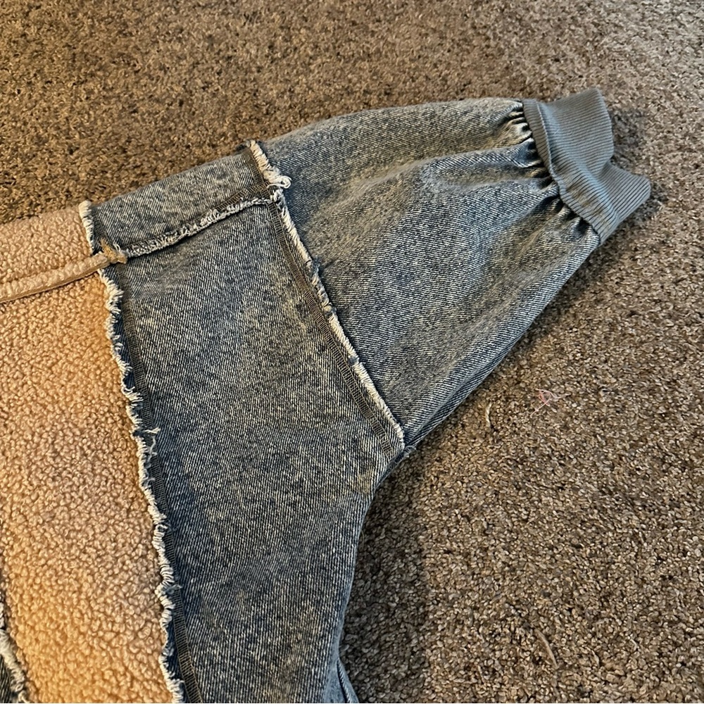 BiBi Blue Denim and Cream Sherpa Hooded Jacket - Picture 7 of 12